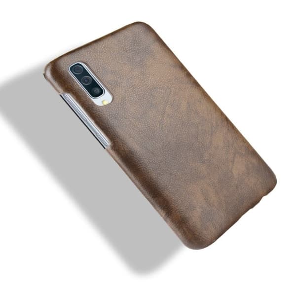 Samsung Galaxy A70 litchi belagt deksel - Kaffe Brown