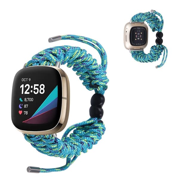 Fitbit Sense / Versa 3 braided watch band - Lake Blue Blå