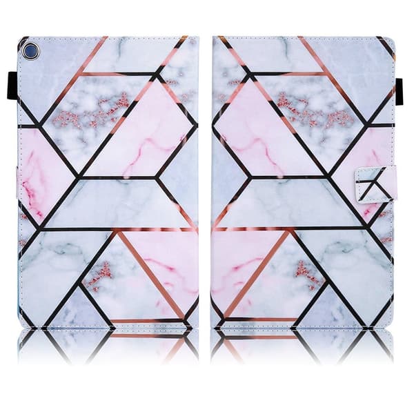 Amazon Fire HD 8 (2017) unikt mønster læder flip etui - Geometric Splicing Silver grey