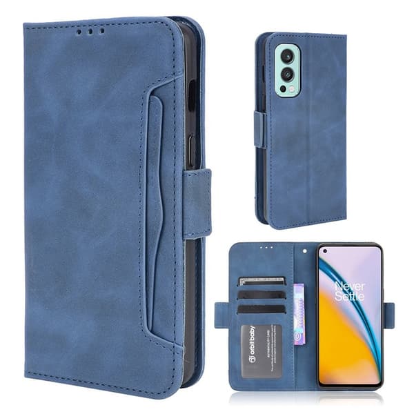 Lommebok-etui i moderne skinn-design OnePlus Nord 2 5G - Blå Blue