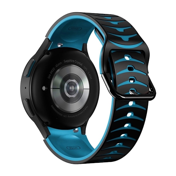 Samsung Galaxy Watch 5 / 5 Pro / 4 buet linje stil silikone urrem - Sort / Himmelblå Blue
