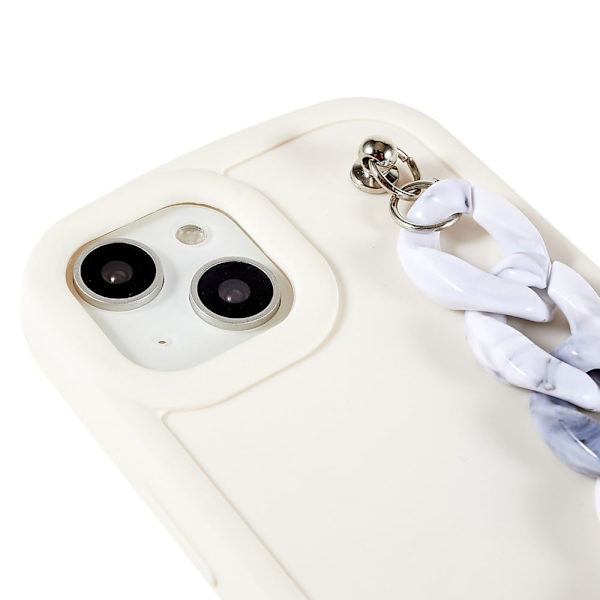 Marmormotiv iPhone 14 / iPhone 13 skal - Grå / Vit Marmor Kedja Silvergrå