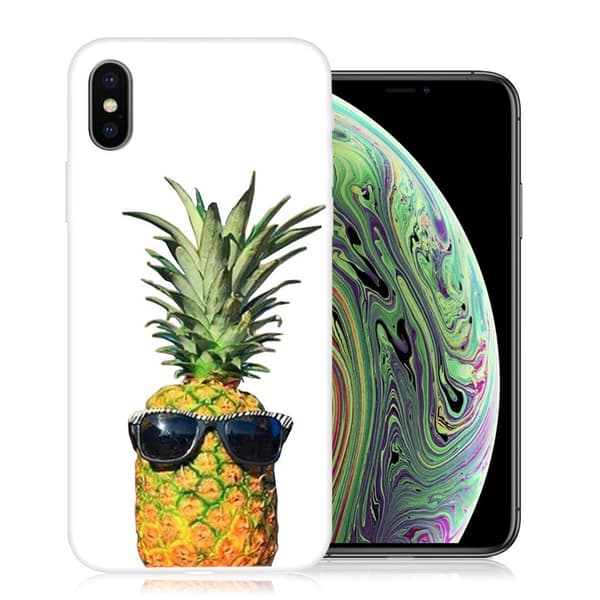 iPhone XS Mänstart flexibelt mobilskal tillverkat av mjukt silikon plast - Glasögon Ananas multifärg