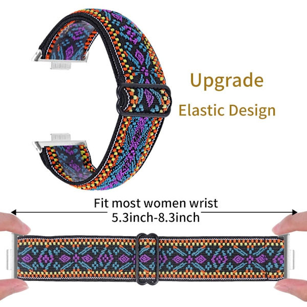 Huawei Watch Fit 3 Nylon Watch Strap Pattern Print Adjustable Elastic Wrist Band - 5# Multicolor