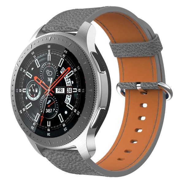 Samsung Galaxy Watch 46mm / Gear S3 Classic / Gear S3 Frontier ægte læder Urrem - Grå Silver grey