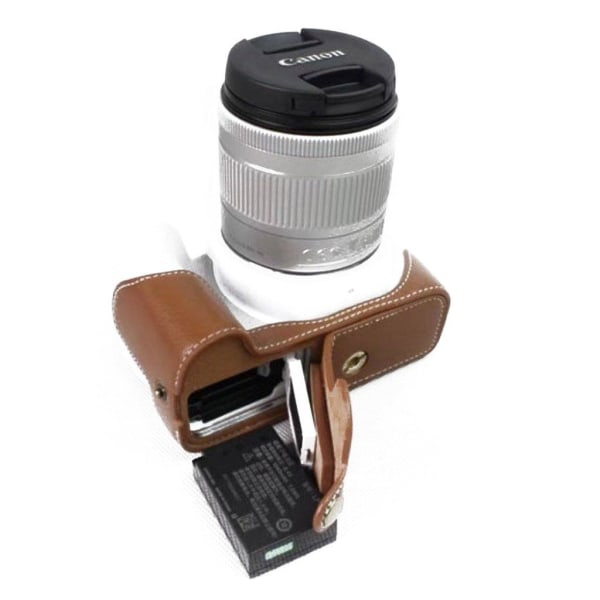 Canon EOS 200D halvt kamera beskyttelsesetui i unikt lædermateri Brown