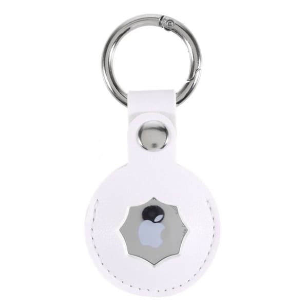 AirTags läderfodral med oktagon design och nyckelring - Vit Vit