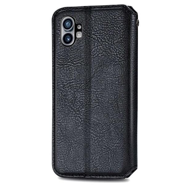 Nahkakotelo With A Stylish Rhombus Imprint For Nothing Phone (1) - Musta Black