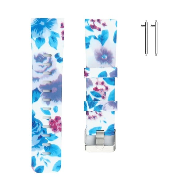 Ticwatch GTX / Pro klockarmband i silikon med mönster - Blå Blommor Blå
