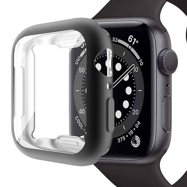 Apple Watch Series 3 / 2 / 1 42mm Soft flexible Case with Screen Protector Electroplated Watch Cover - Black Svart