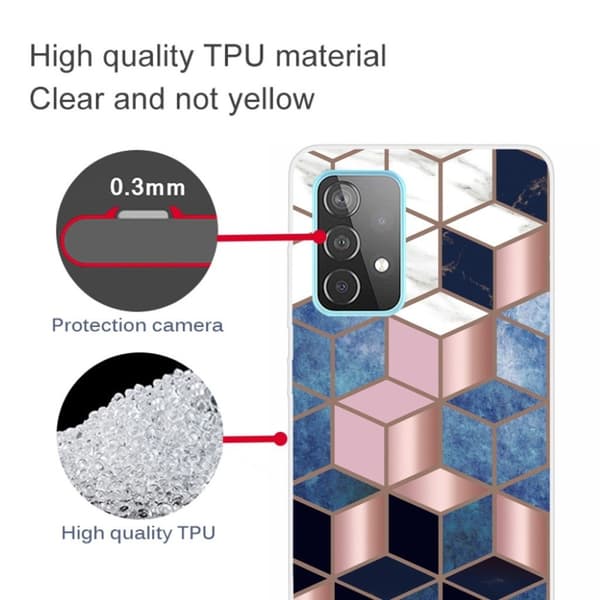 Marble Samsung Galaxy A32 Etui - Blå / Gold Cube Multicolor