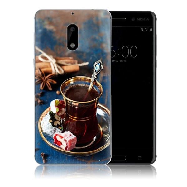 Nokia 6 Deksel laget av silikon - Espresso kaffe Multicolor