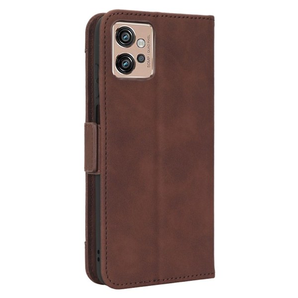 Stilfuldt Læder Etui med Pung til Motorola Moto G32 - Brun Brown