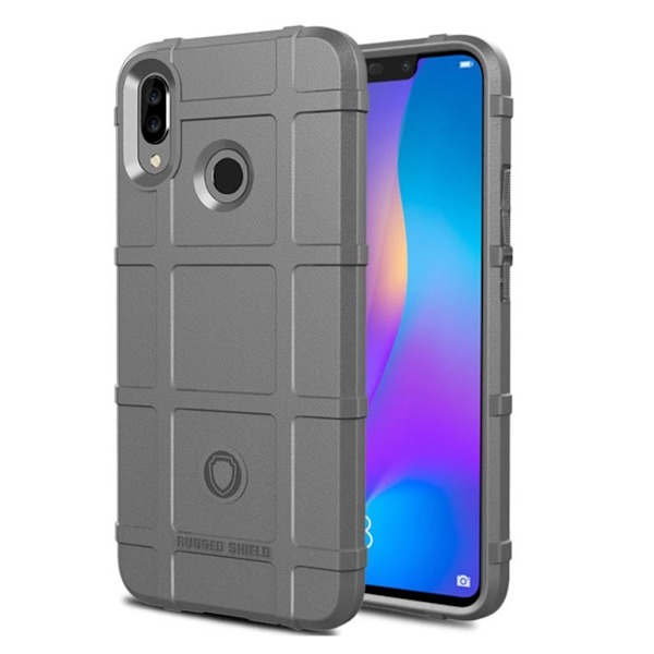 Huawei P Smart Plus silikon mobilskal med  rutmönstrad textur - Grå Silvergrå