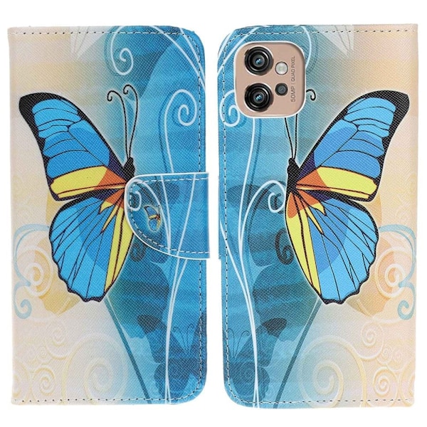 Wonderland Motorola Moto G32 Flip Etui - Blå Sommerfugl Blue