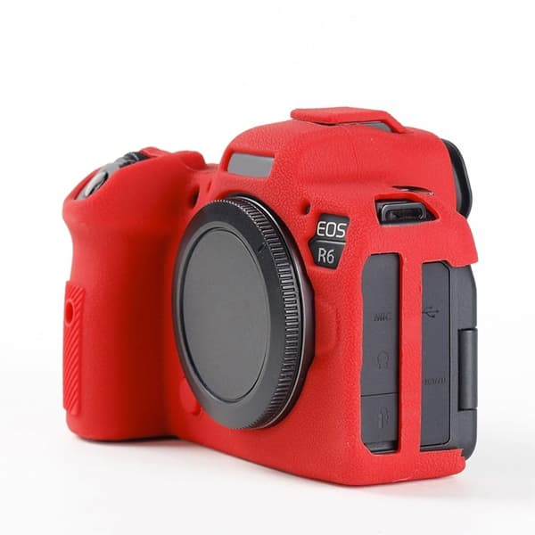 Canon EOS R6 litchi tekstur silikone cover - Rød Red