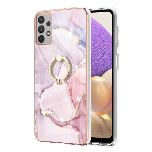 Marble Patterned Suojakuori With Ring Holder For Samsung Galaxy A73 - Rose Kulta Marble Haze Pink