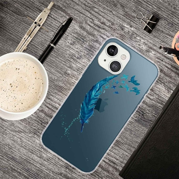 Deco iPhone 14 Plus skal - Fjäder Blå