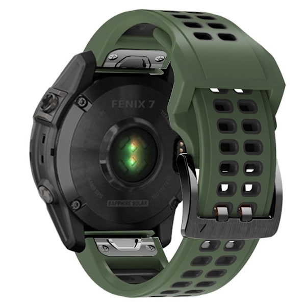 Garmin Fenix 7X / 6X / 5X silikone urrem - Militærgrøn / Sort Green