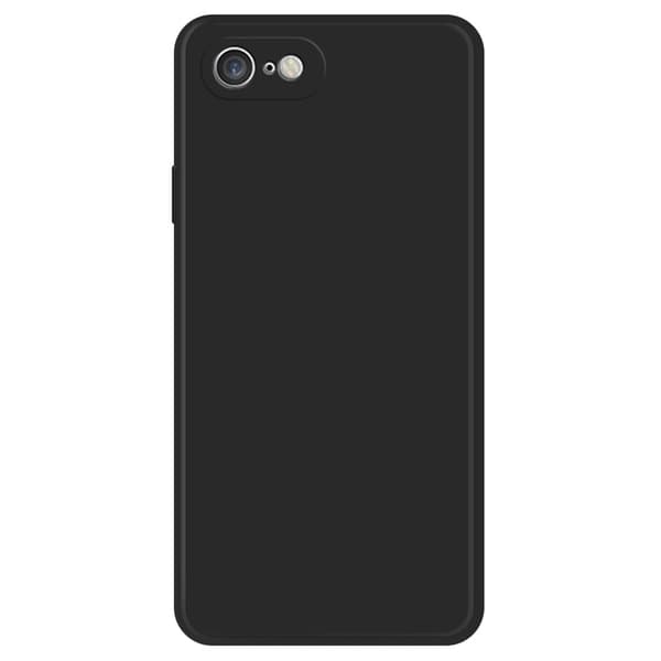 iPhone 7 / 8 / SE (2020) / SE (2022) Drop-proof Straight Edge Cell telefonbagcover Rubberized Flexible Phone Case med mikrofiberforing - Sort Black