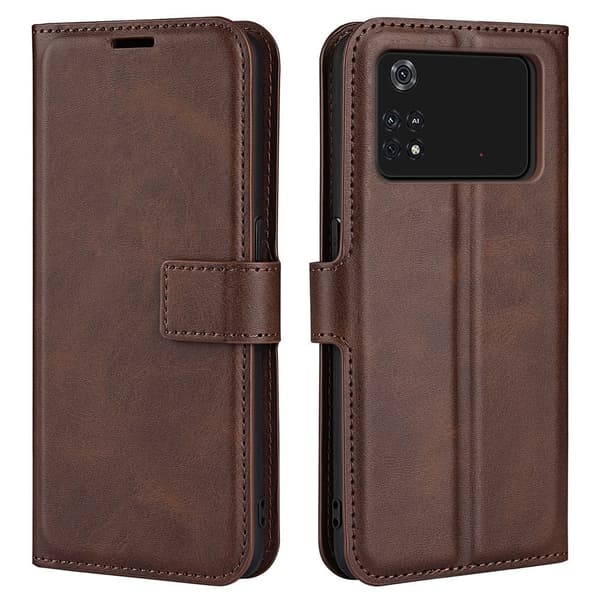 Xiaomi Poco M4 Pro læderetui med pung - Brun Brown