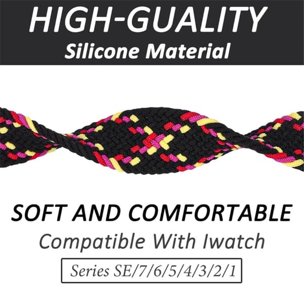 Apple Watch Series 8 (41mm) elastisk nylon-urrem - Sort / Gul / Rød Størrelse: L Red