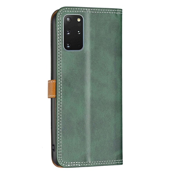 BINFEN tvåfärgat läder Samsung Galaxy S20 Plus fodral - Grön Grön