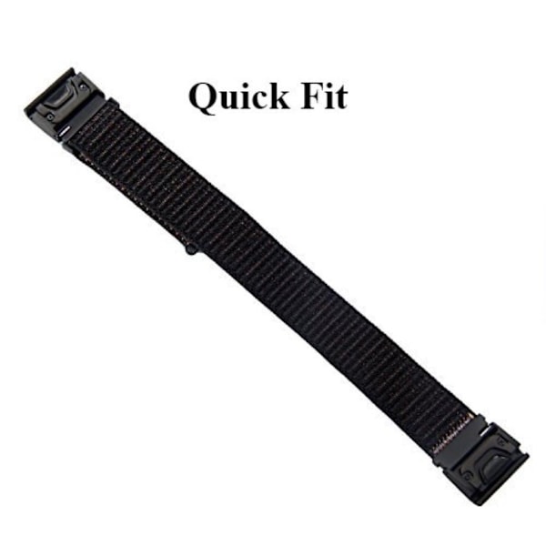 22 mm Garmin Fenix 5 klockarmband med nylonkardborreband - Svart Svart