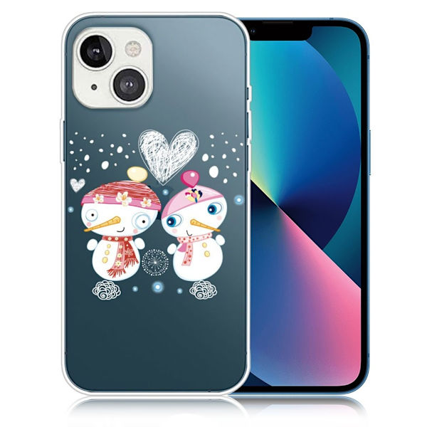 Juleveske til iPhone 13 - Par Snømann White