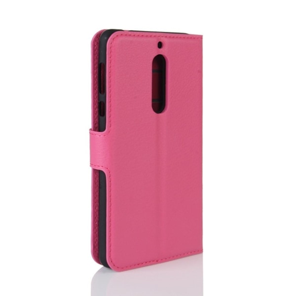 Nokia 5 litsitekstuurinen nahkakotelo - Ruskea Pink