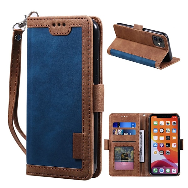 Surburbian iPhone 12 Pro / iPhone 12 læder flip etui - Blå Blue