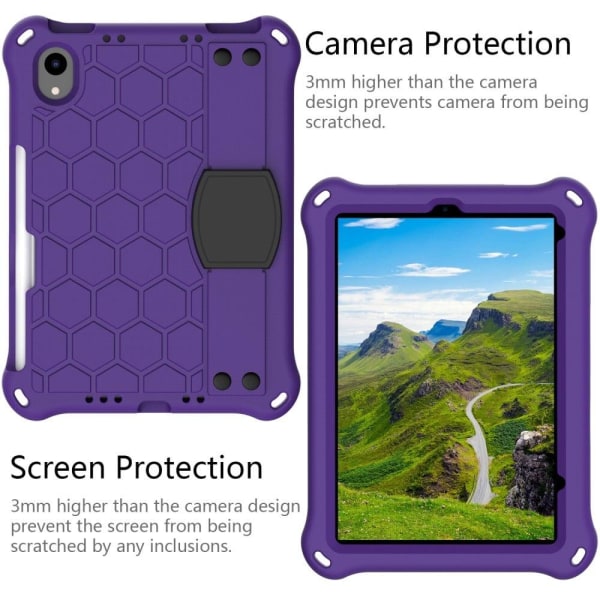 iPad Mini 6 (2021) honeycomb texture EVA cover with strap - Purp Purple