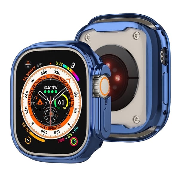Apple Watch Ultra / Ultra 2 49 mm Galvaniserat flexibelt klockfodral Hålram som skyddar mot fall - Midnattsblå Blå