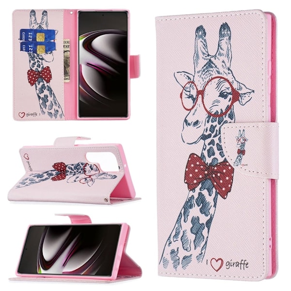 Wonderland Samsung Galaxy S22 Ultra flip kuoret - Kirahvi Multicolor
