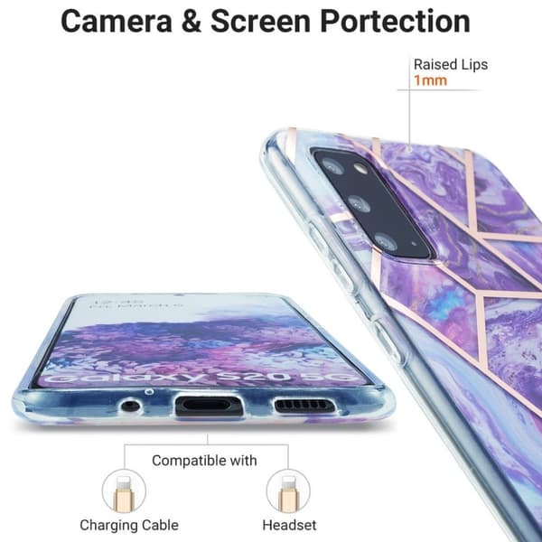 Marble Samsung Galaxy S20 Etui - Lilla Purple