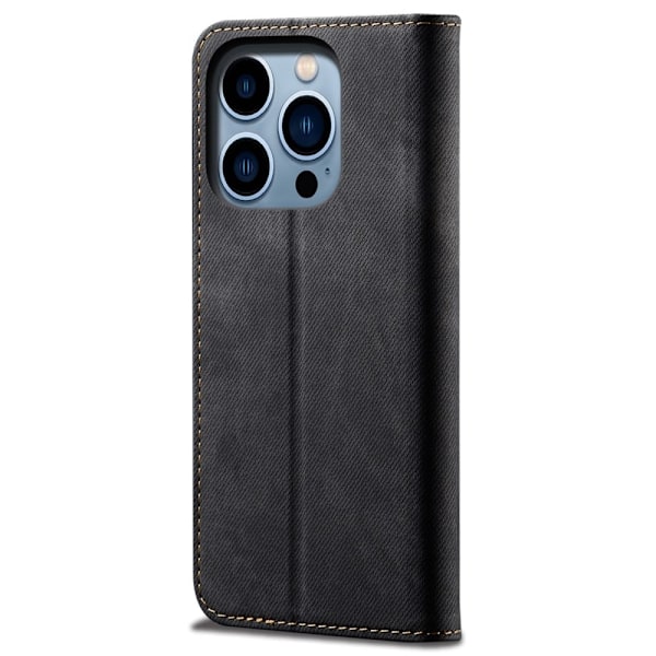 Jeans iPhone 14 Pro flip etui - Sort Black