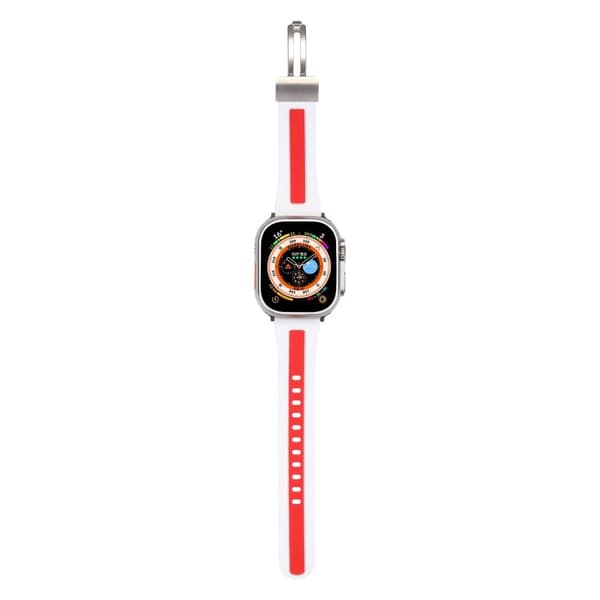 Apple Watch Series 9 41 mm tofarget silikonrem - Hvit / Rød White