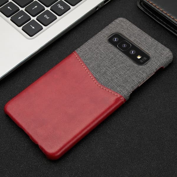 Samsung Galaxy S10 textil/läderfodral - röd Röd