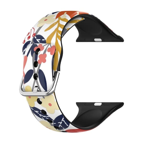 Apple Watch (45mm) IML farverigt mønster silikone urrem - Blomst Multicolor