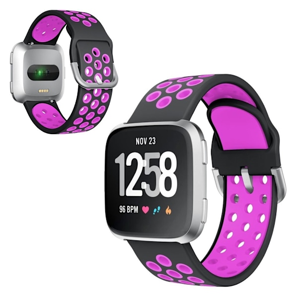 Fitbit Versa / Versa 2 coolt klockarmband i silikon - Svart / Lila Lila