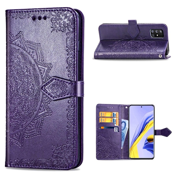 Mandala läder Samsung Galaxy A51 5G fodral - Lila Lila