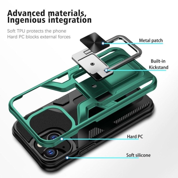 Shockproof Hybrid Suojakuori With Kickstand For iPhone 13 Mini - Green