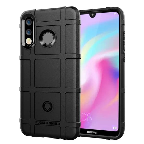 Huawei P30 Lite Anti-Shock Rutemønster Tekstur Etui - Svart Black