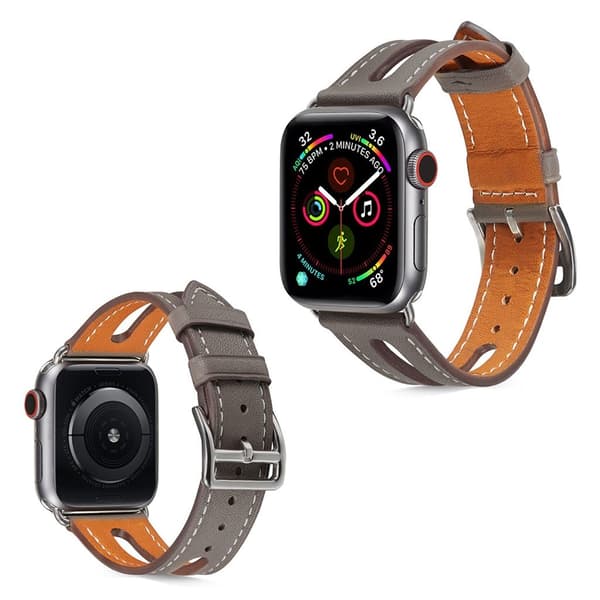 Apple Watch Series 5 40mm naudannahkainen kellonauha - Harmaa Silver grey
