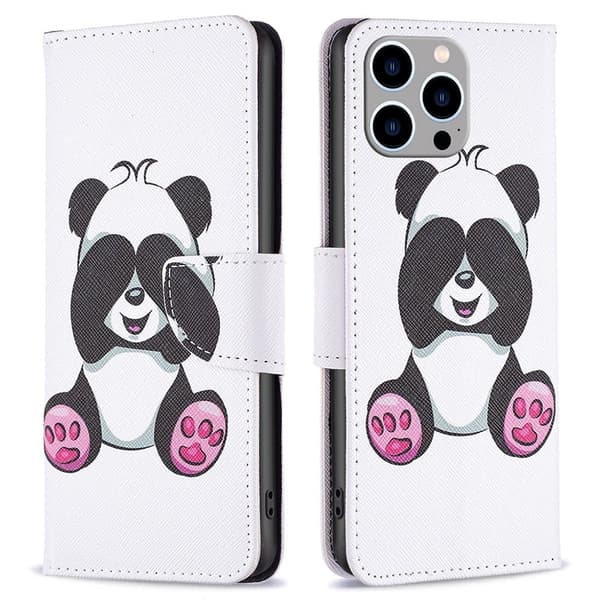 Wonderland iPhone 14 Pro Max flip kuoret - Panda White