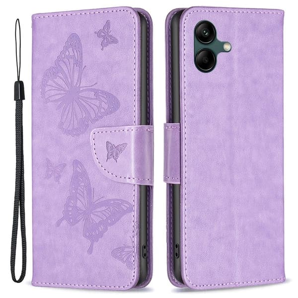 Sommerfugl Samsung Galaxy A04 Flip Etui - Lilla Purple