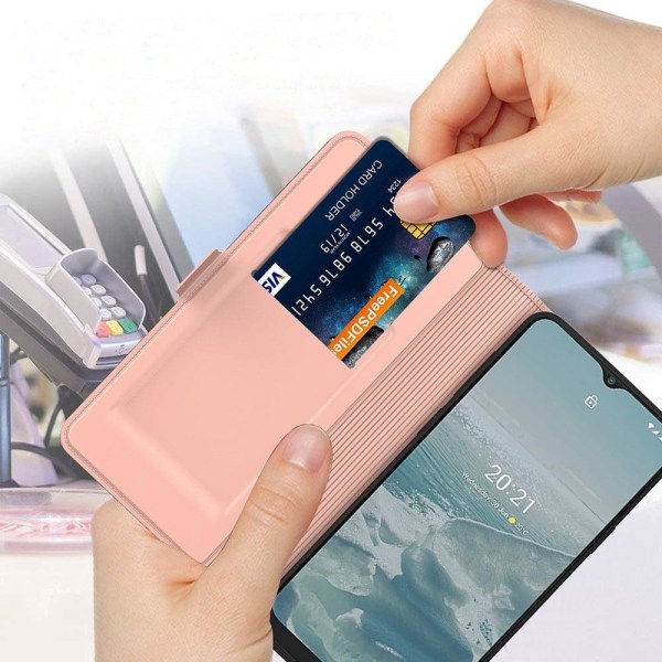 Smooth And Thin Premium Pu Nahkakotelo For Nokia X20 - Ruusukult Pink