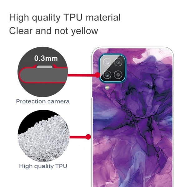 marmor Samsung Galaxy A12 5G etui - Dreamy lilla marmor Purple
