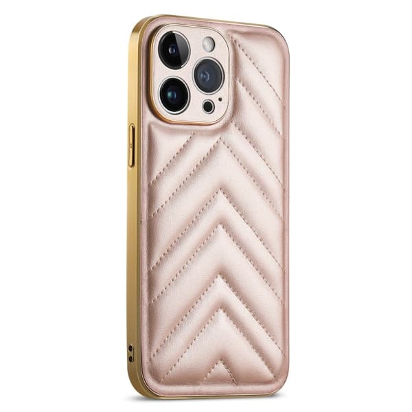 iPhone 14 Pro Max V-formet fasjonabelt stildeksel - Rosa Pink