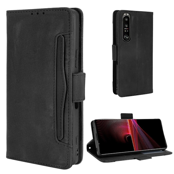 Modern-styled Læder Pung Etui til Sony Xperia 1 Iii - Sort Black